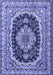 Machine Washable Medallion Blue Traditional Rug, wshtr3805blu