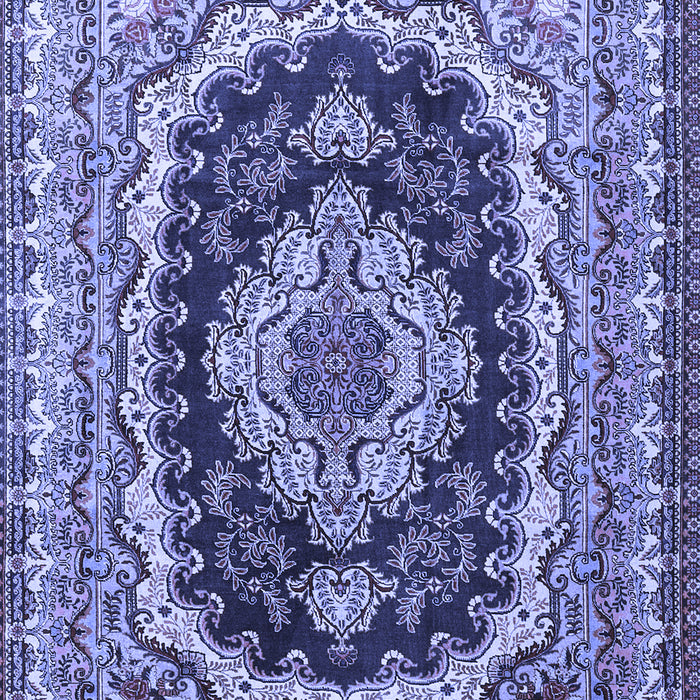 Machine Washable Medallion Blue Traditional Rug, wshtr3805blu
