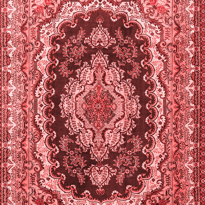 Machine Washable Medallion Red Traditional Rug, wshtr3805red