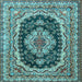 Square Medallion Light Blue Traditional Rug, tr3805lblu