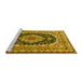 Sideview of Machine Washable Medallion Yellow Traditional Rug, wshtr3805yw