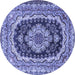 Round Medallion Blue Traditional Rug, tr3805blu