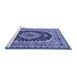 Sideview of Machine Washable Medallion Blue Traditional Rug, wshtr3805blu