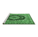 Sideview of Machine Washable Medallion Emerald Green Traditional Area Rugs, wshtr3805emgrn