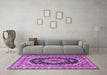 Machine Washable Medallion Purple Traditional Area Rugs in a Living Room, wshtr3805pur