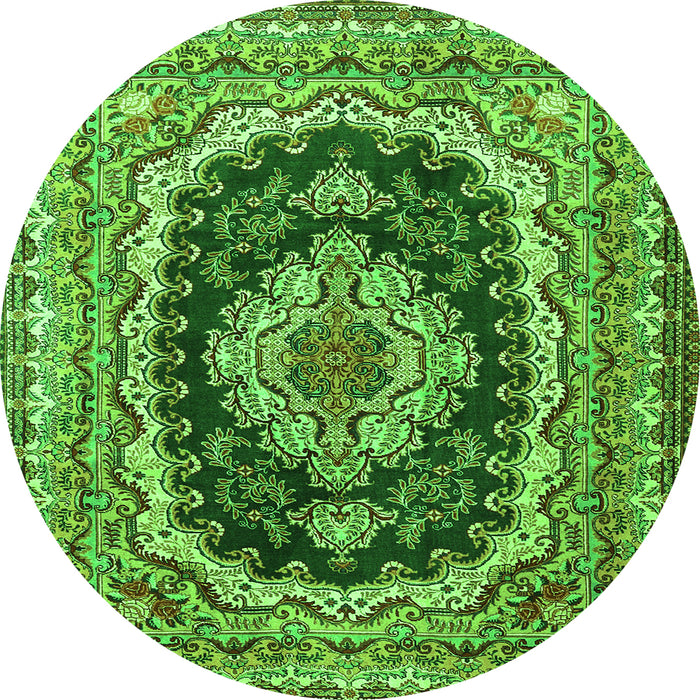 Square Medallion Green Traditional Rug, tr3805grn