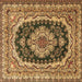 Square Medallion Brown Traditional Rug, tr3805brn