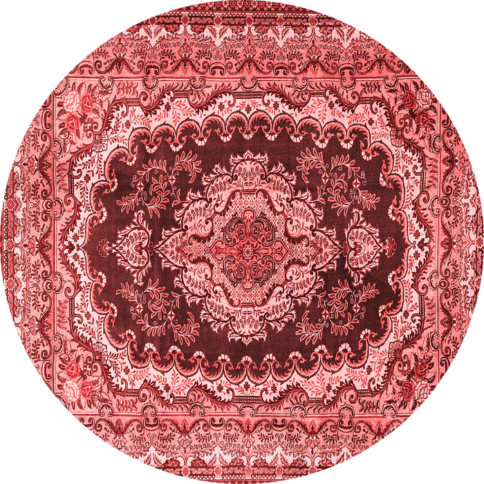Machine Washable Medallion Red Traditional Rug, wshtr3805red