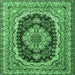 Square Medallion Emerald Green Traditional Rug, tr3805emgrn