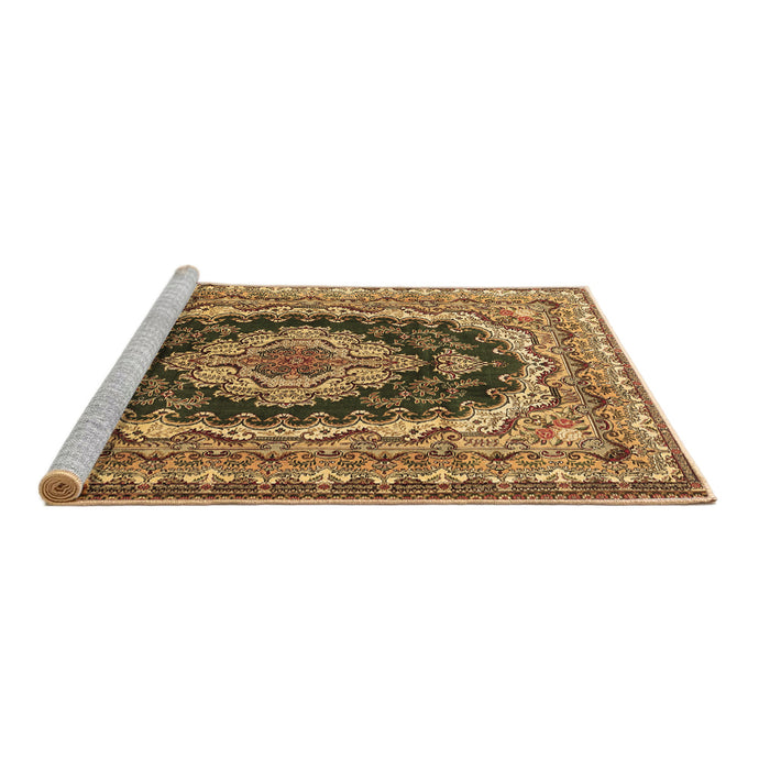 Sideview of Machine Washable Medallion Brown Traditional Rug, wshtr3805brn
