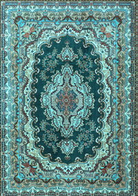 Medallion Light Blue Traditional Rug, tr3805lblu