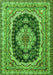 Serging Thickness of Machine Washable Medallion Green Traditional Area Rugs, wshtr3805grn