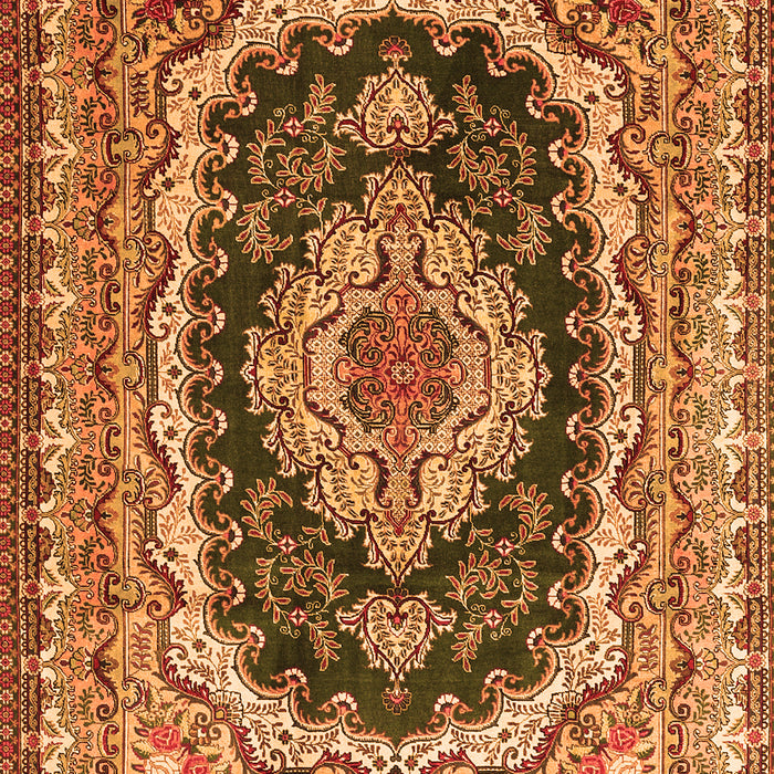 Serging Thickness of Machine Washable Medallion Orange Traditional Area Rugs, wshtr3805org