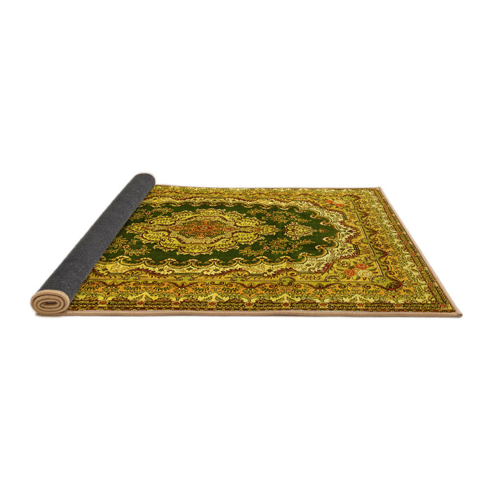 Sideview of Medallion Yellow Traditional Rug, tr3805yw