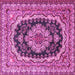 Square Machine Washable Medallion Pink Traditional Rug, wshtr3805pnk