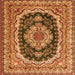 Serging Thickness of Medallion Orange Traditional Rug, tr3805org