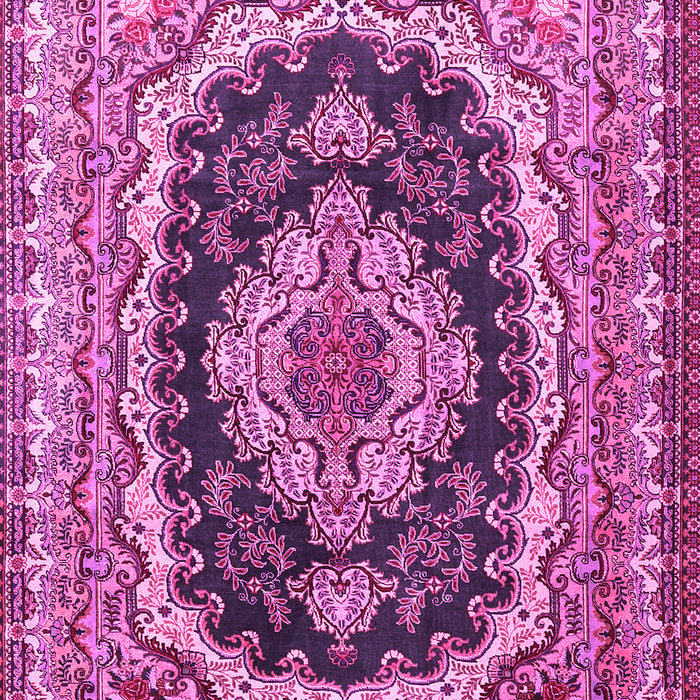 Machine Washable Medallion Pink Traditional Rug, wshtr3805pnk
