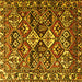 Square Machine Washable Persian Yellow Traditional Rug, wshtr3806yw