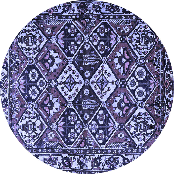 Round Machine Washable Persian Blue Traditional Rug, wshtr3806blu