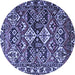 Round Machine Washable Persian Blue Traditional Rug, wshtr3806blu