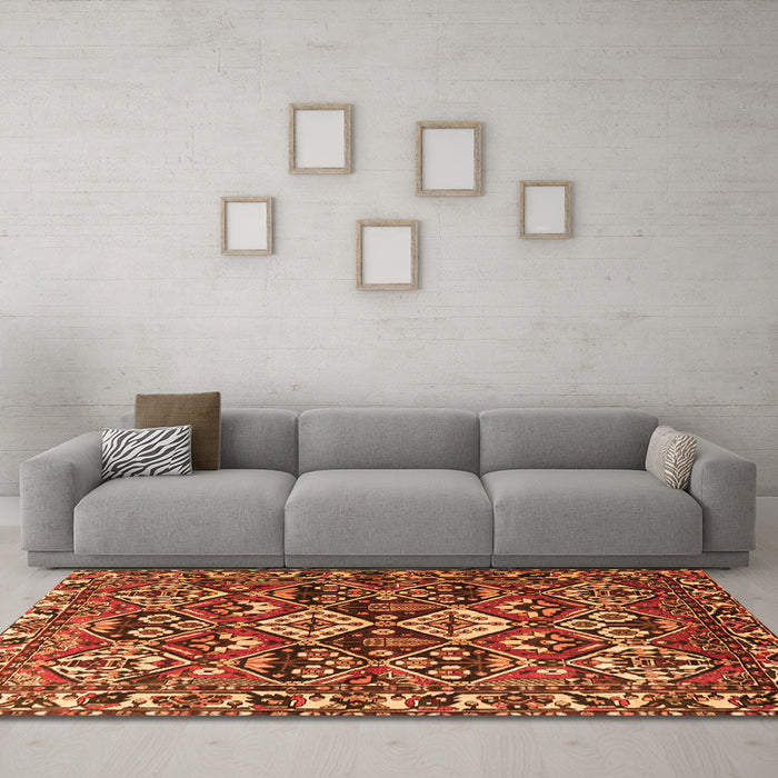 Machine Washable Persian Orange Traditional Area Rugs in a Living Room, wshtr3806org