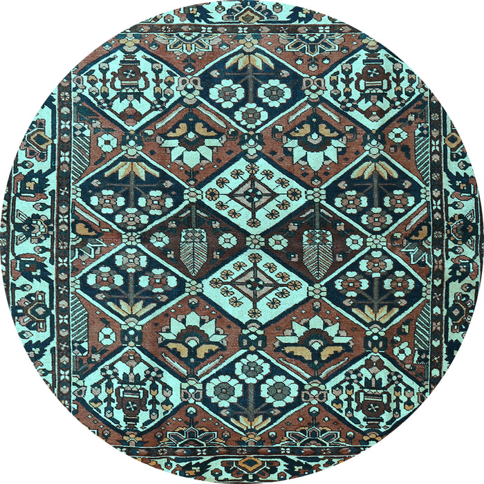 Round Machine Washable Persian Light Blue Traditional Rug, wshtr3806lblu