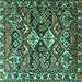 Square Machine Washable Persian Turquoise Traditional Area Rugs, wshtr3806turq