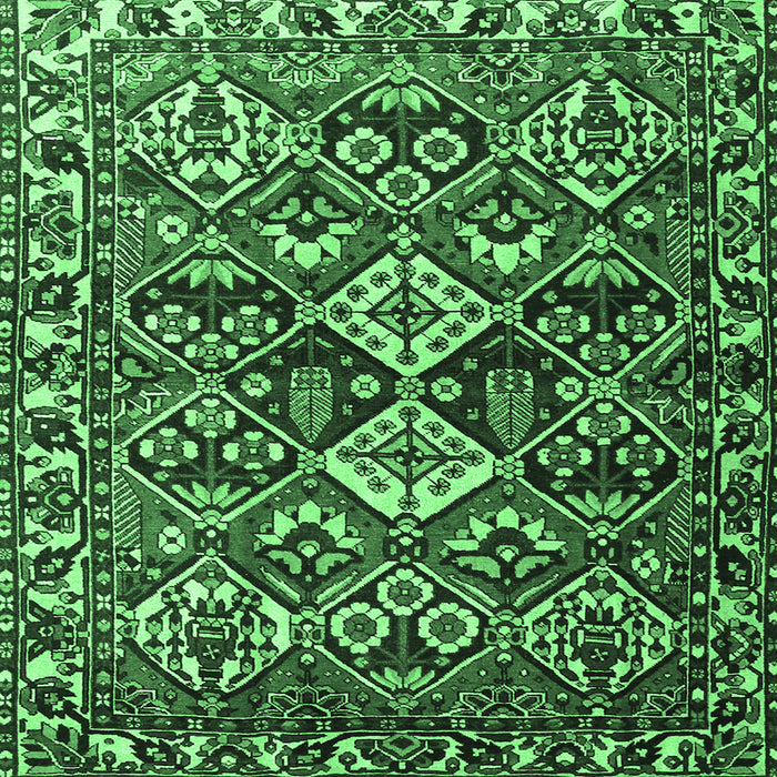 Square Machine Washable Persian Emerald Green Traditional Area Rugs, wshtr3806emgrn