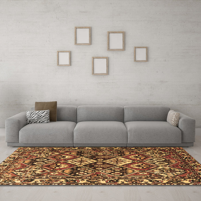 Machine Washable Persian Brown Traditional Rug in a Living Room,, wshtr3806brn