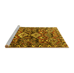 Sideview of Machine Washable Persian Yellow Traditional Rug, wshtr3806yw