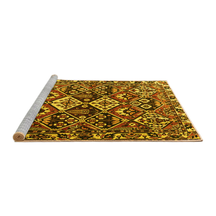 Sideview of Machine Washable Persian Yellow Traditional Rug, wshtr3806yw