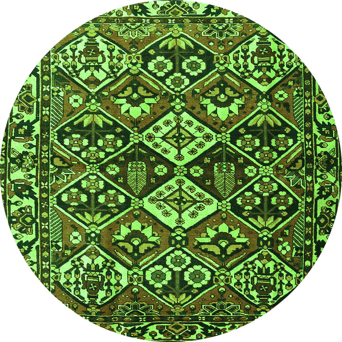 Square Persian Green Traditional Rug, tr3806grn