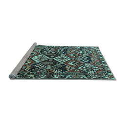 Sideview of Machine Washable Persian Light Blue Traditional Rug, wshtr3806lblu