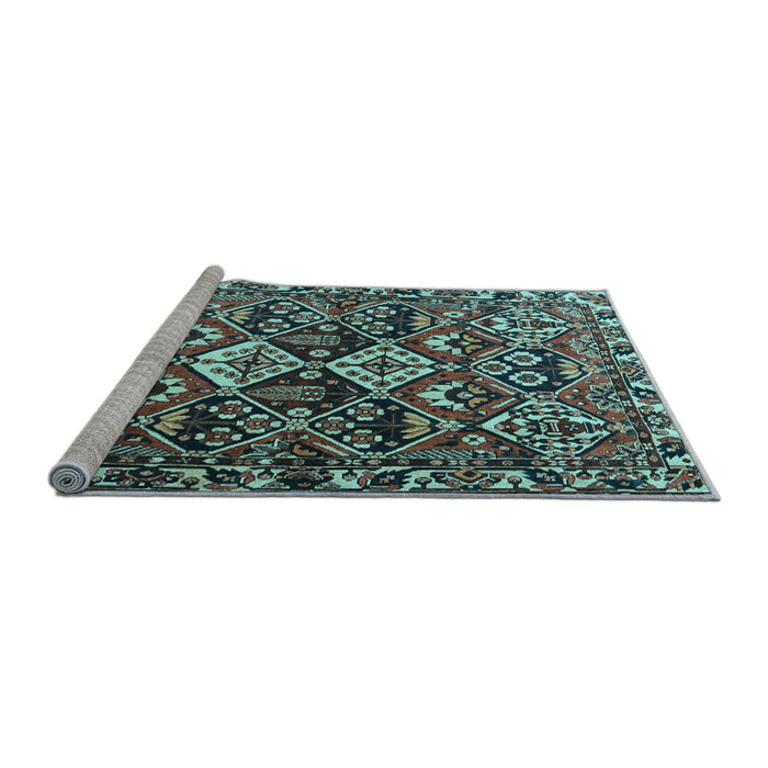 Sideview of Machine Washable Persian Light Blue Traditional Rug, wshtr3806lblu