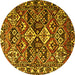 Round Persian Yellow Traditional Rug, tr3806yw