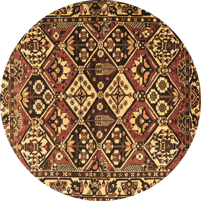 Round Persian Brown Traditional Rug, tr3806brn
