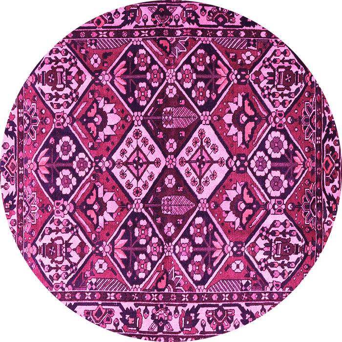 Round Persian Pink Traditional Rug, tr3806pnk