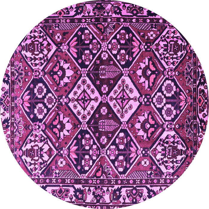 Round Machine Washable Persian Purple Traditional Area Rugs, wshtr3806pur