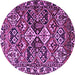 Round Machine Washable Persian Purple Traditional Area Rugs, wshtr3806pur