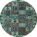 Round Persian Light Blue Traditional Rug, tr3807lblu