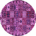 Round Persian Purple Traditional Rug, tr3807pur