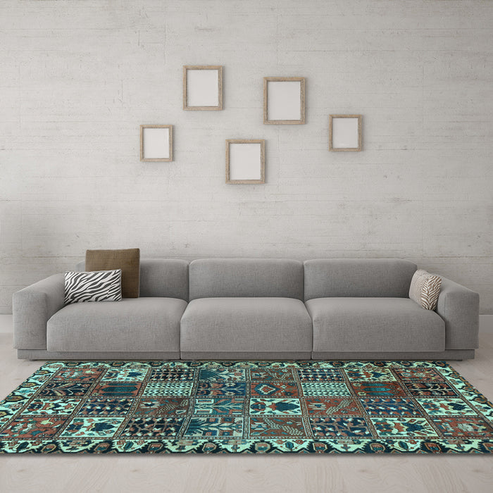 Machine Washable Persian Light Blue Traditional Rug in a Living Room, wshtr3807lblu