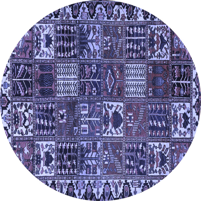 Round Machine Washable Persian Blue Traditional Rug, wshtr3807blu