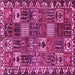 Square Machine Washable Persian Pink Traditional Rug, wshtr3807pnk