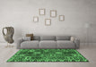 Machine Washable Persian Emerald Green Traditional Area Rugs in a Living Room,, wshtr3807emgrn