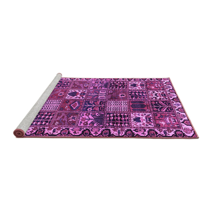 Sideview of Machine Washable Persian Purple Traditional Area Rugs, wshtr3807pur