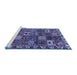 Sideview of Machine Washable Persian Blue Traditional Rug, wshtr3807blu