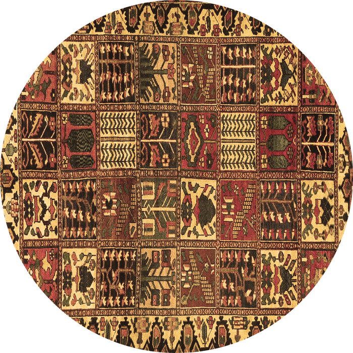 Round Machine Washable Persian Brown Traditional Rug, wshtr3807brn