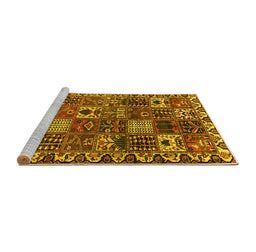 Sideview of Machine Washable Persian Yellow Traditional Rug, wshtr3807yw