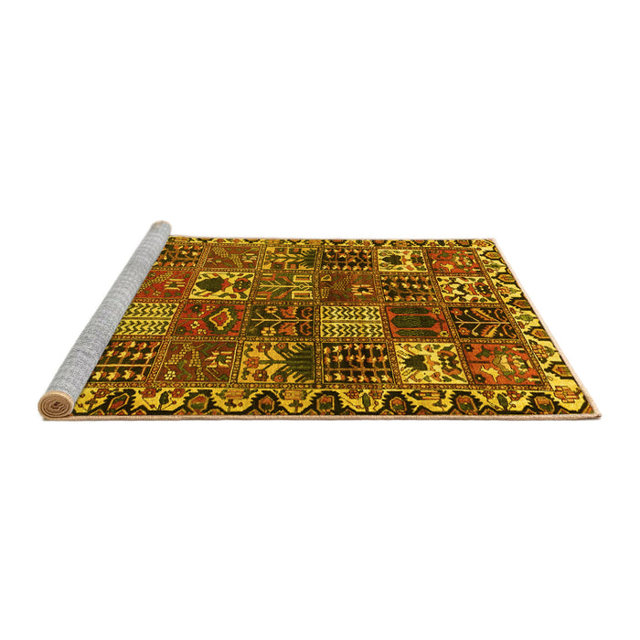 Sideview of Machine Washable Persian Yellow Traditional Rug, wshtr3807yw